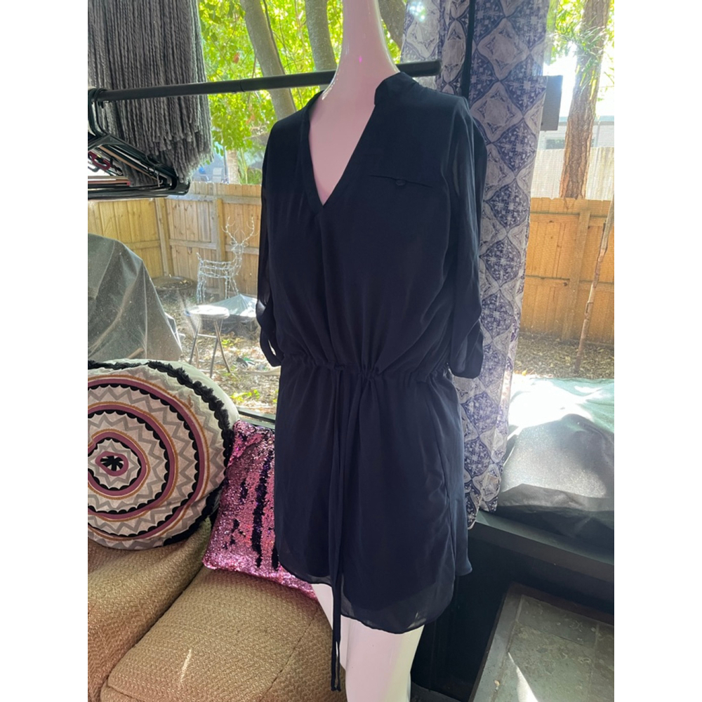 Women's IZ Byer Navy Drawstring Romper S